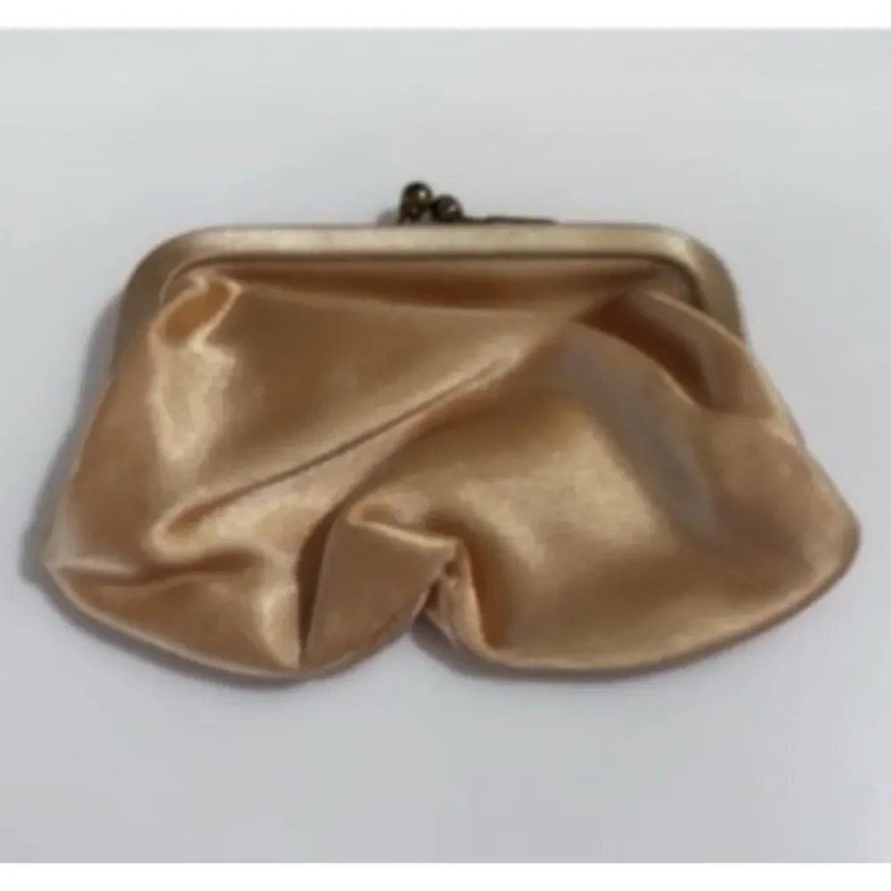 Vintage Satin Gold Coin Purse Kisslock Small